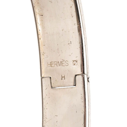 Hermes Click TGM Logo Enamel Bracelet Bangle Black Silver Metal — view 4