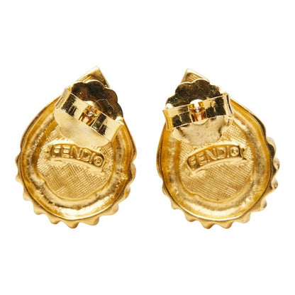 Fendi Vintage Drop Stud Earrings Gold Plated Faux Pearl — view 3