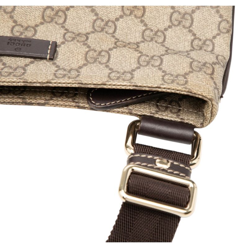 Gucci GG Supreme Crossbody Shoulder Bag Beige Brown Leather — view 4