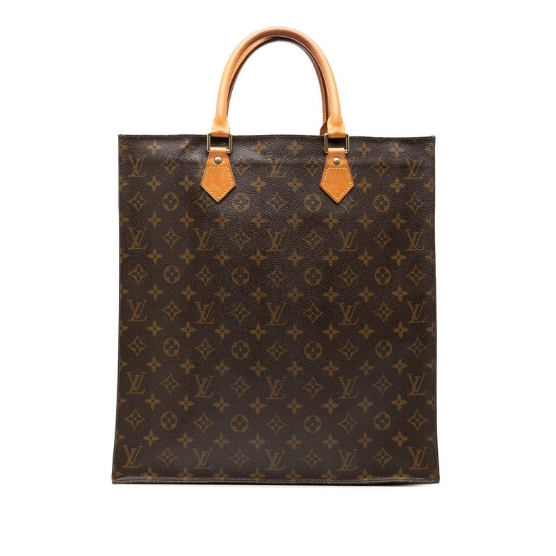 Louis Vuitton Monogram Sac Plat Tote Brown Leather