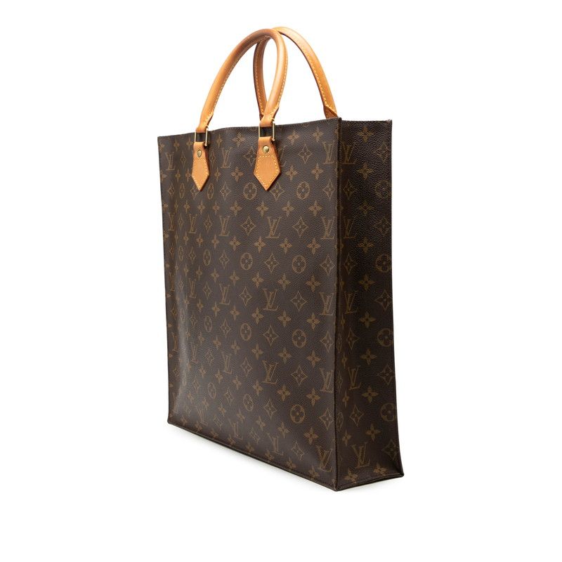 Louis Vuitton Monogram Sac Plat Tote Brown Leather — view 2