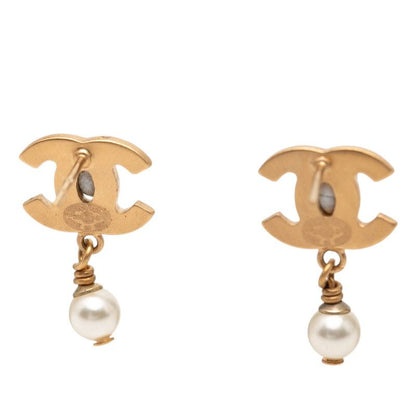 Chanel CC Logo Earrings Gold Plated Faux Pearl — view 3