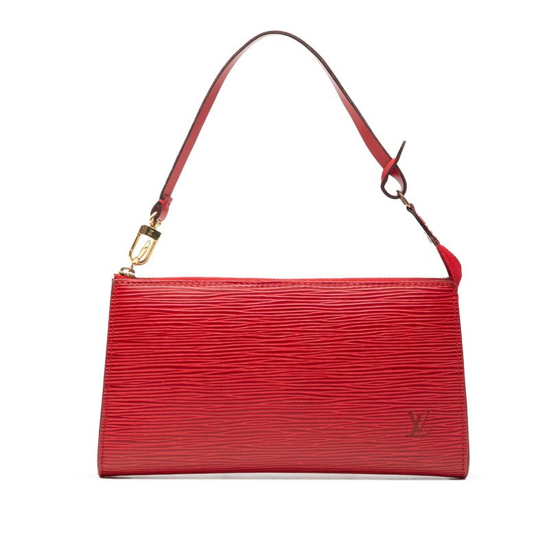 Louis Vuitton Epi Pochette Pouch Handbag Castilian Red Leather