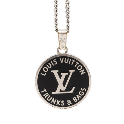 Louis Vuitton Collier LV Award Chain Pendant Black Silver Metal