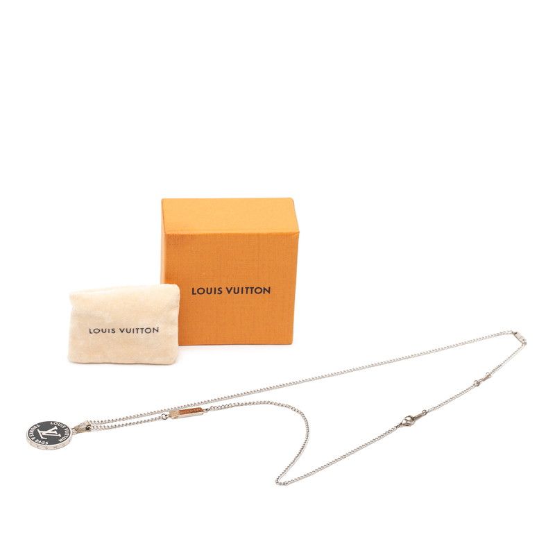 Louis Vuitton Collier LV Award Chain Pendant Black Silver Metal — view 9