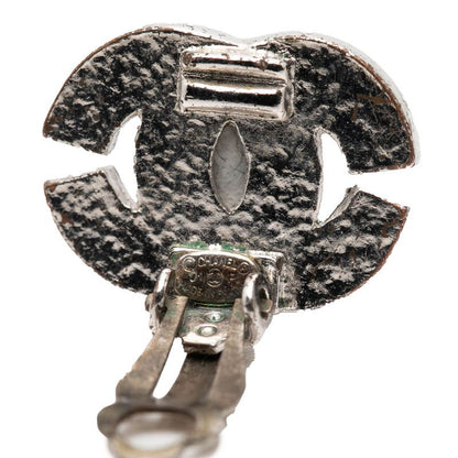 Chanel CC Logo Visual Earrings Silver Metal — view 3