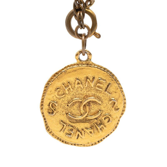 Chanel CC Logo Coin Motif Chain Pendant Gold Plated