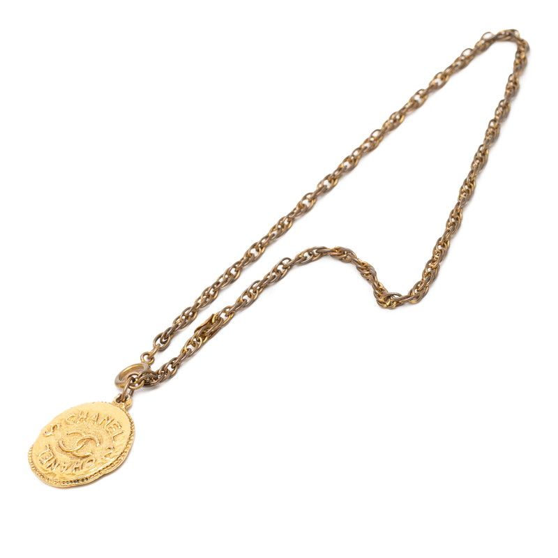 Chanel CC Logo Coin Motif Chain Pendant Gold Plated — view 3