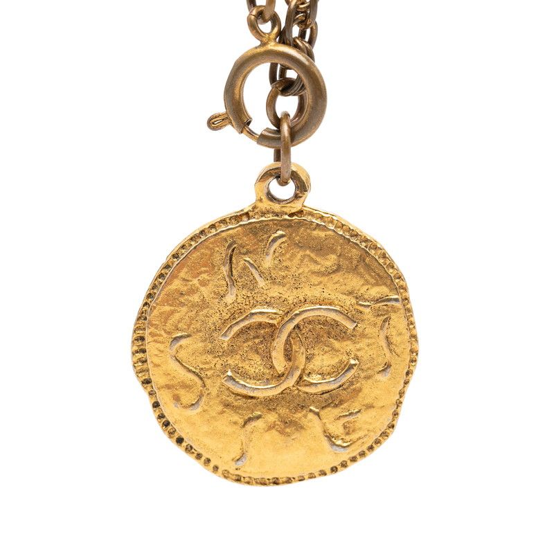 Chanel CC Logo Coin Motif Chain Pendant Gold Plated — view 2