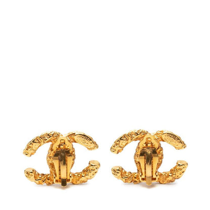 Chanel CC Logo Lava Motif Earrings Gold Plated — view 2