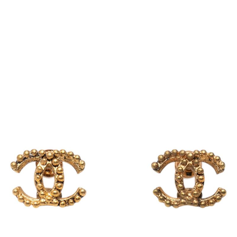 Chanel CC Logo Earrings Gold Plated
