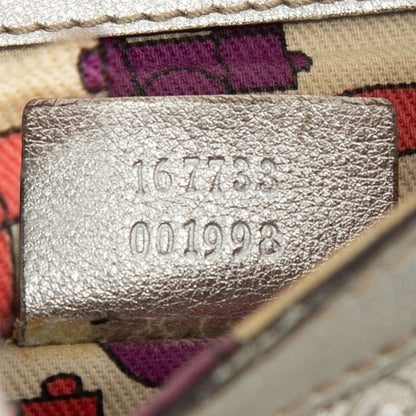 Gucci Guccissima Tassel Handbag Silver Leather — view 6