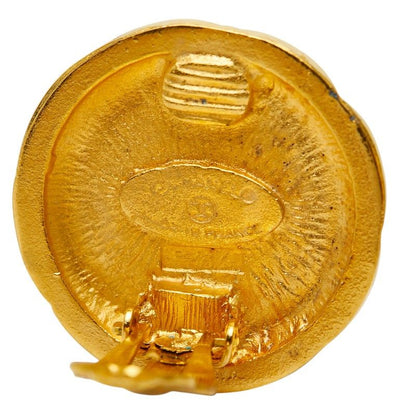 Chanel CC Logo Earrings Gold Brown Plated Color Stone — view 4