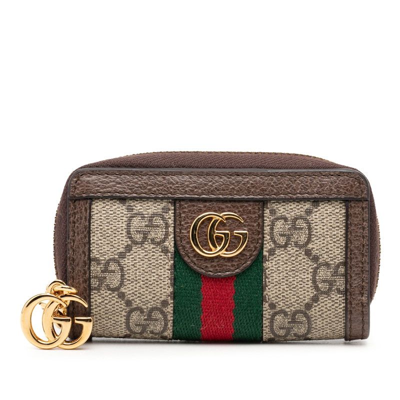 Gucci GG Supreme Sherry Line Ophidia Coin Purse Beige Brown Leather