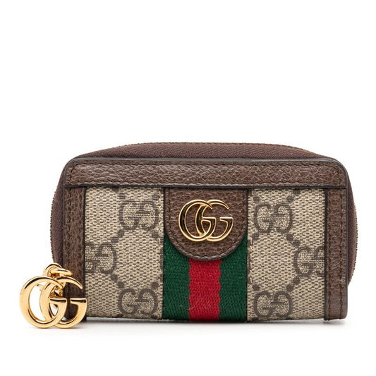 Gucci GG Supreme Sherry Line Ophidia Coin Purse Beige Brown Leather