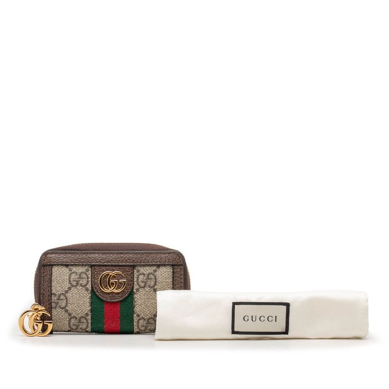 Gucci GG Supreme Sherry Line Ophidia Coin Purse Beige Brown Leather — view 7