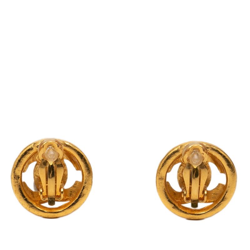 Chanel CC Logo Vintage Round Earrings 98 Gold Plated — view 2