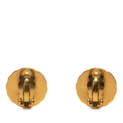 Chanel CC Logo Vintage Round Earrings 95 Gold Plated — view 2
