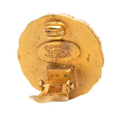 Chanel CC Logo Vintage Round Earrings 93 Gold Plated — view 3