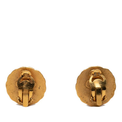 Chanel CC Logo Vintage Round Earrings 93 Gold Plated — view 2
