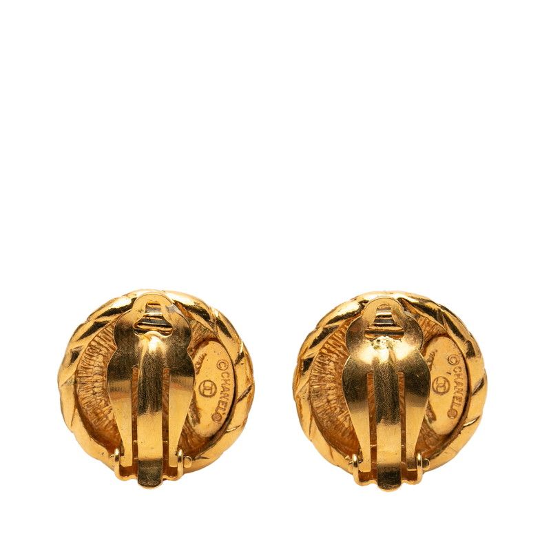 Chanel CC Logo Round Earrings Gold Plated — view 2