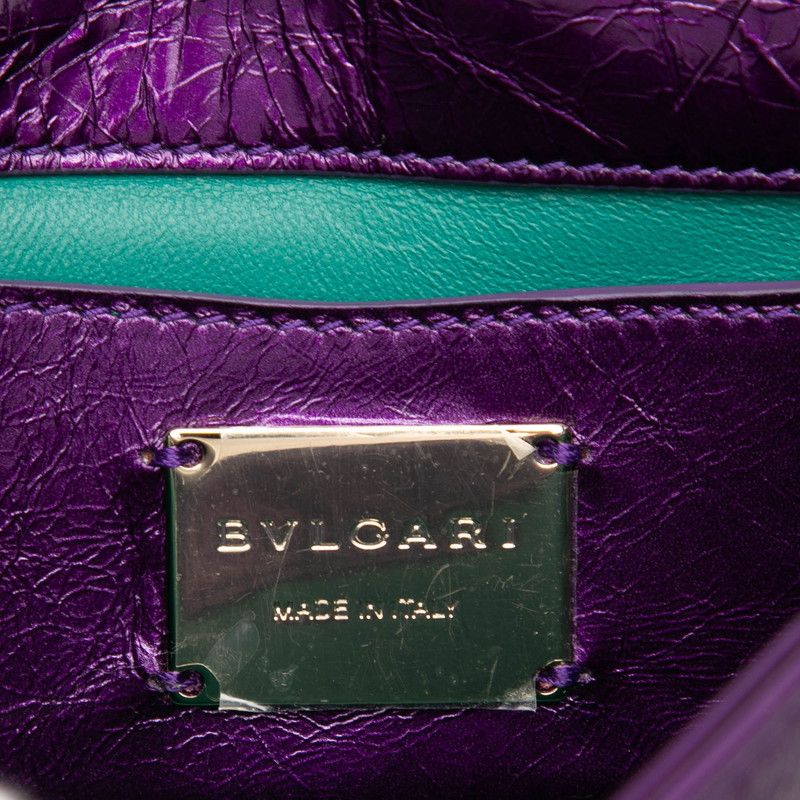 Bvlgari Serpenti Cabochon 2-Way Shoulder Bag Purple Calf — view 5