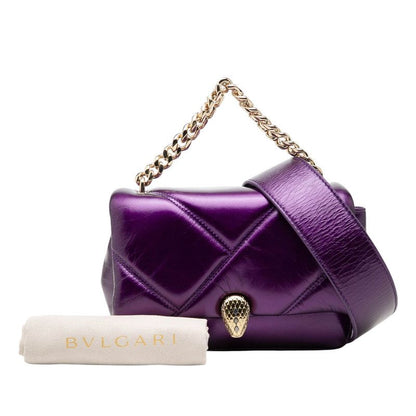 Bvlgari Serpenti Cabochon 2-Way Shoulder Bag Purple Calf — view 6