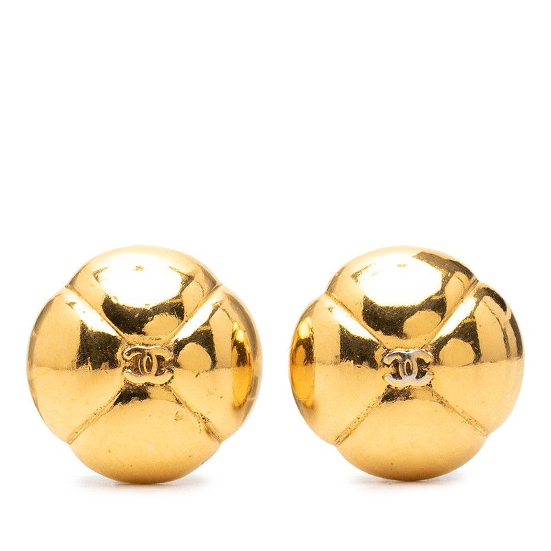 Chanel CC Logo Earrings Gold Plated