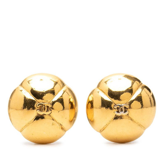 Chanel CC Logo Earrings Gold Plated