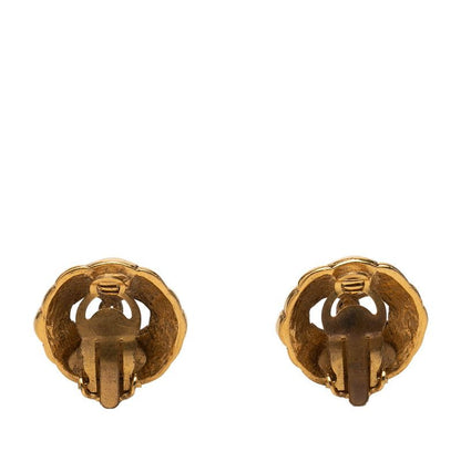 Chanel CC Logo Vintage Round Earrings Gold Plated — view 2