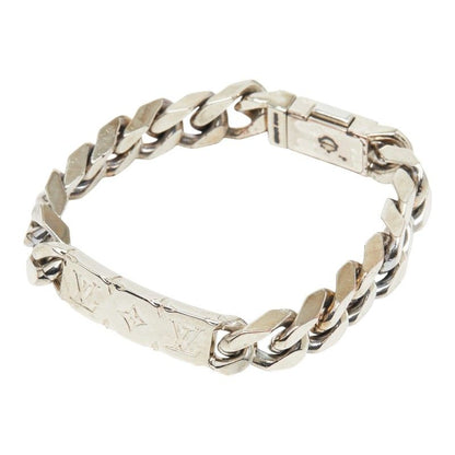 Louis Vuitton LV Signature Chain Bracelet Silver Plated