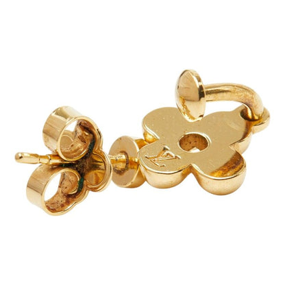 Louis Vuitton Book le Doreil Blue Ming Stud Earrings Swing Gold Plated — view 4