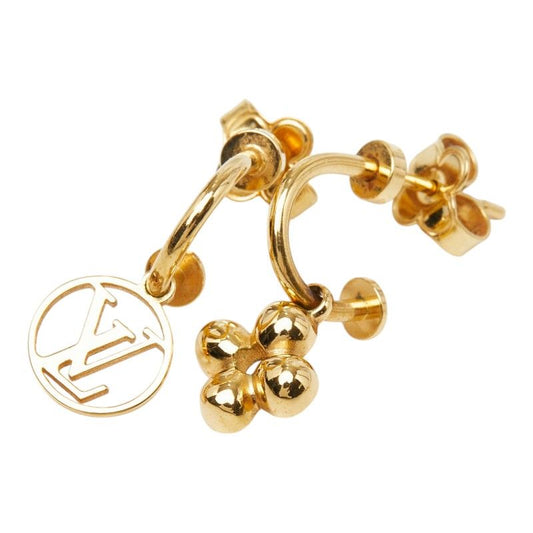 Louis Vuitton Book le Doreil Blue Ming Stud Earrings Swing Gold Plated
