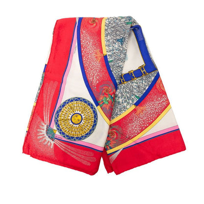 Hermes Carre 90 Feux D'artifice Fire of Skill Scarf Large Red Multi Color Silk — view 2