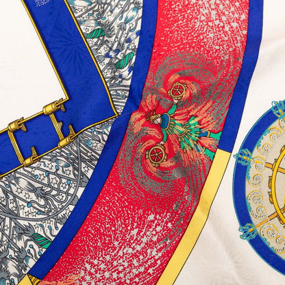 Hermes Carre 90 Feux D'artifice Fire of Skill Scarf Large Red Multi Color Silk — view 4