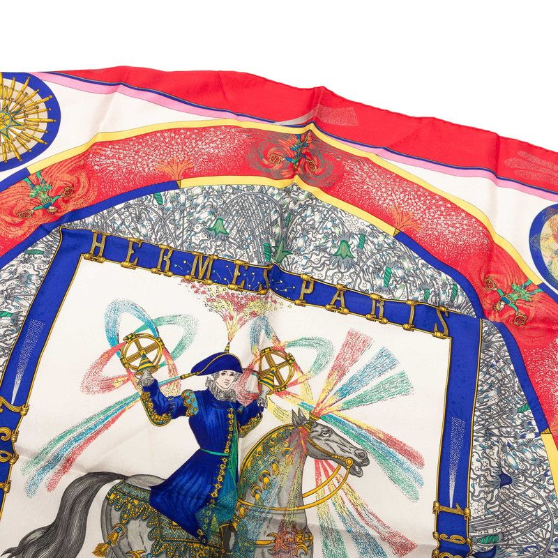 Hermes Carre 90 Feux D'artifice Fire of Skill Scarf Large Red Multi Color Silk — view 5