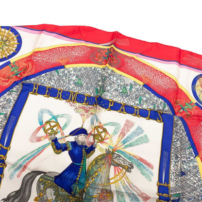 Hermes Carre 90 Feux D'artifice Fire of Skill Scarf Large Red Multi Color Silk — view 5