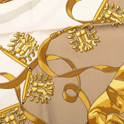 Hermes Carre 90 les Cavaliers D'or Yellow Gold Knight Scarf Large Beige Multi — view 4
