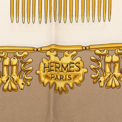 Hermes Carre 90 les Cavaliers D'or Yellow Gold Knight Scarf Large Beige Multi — view 9