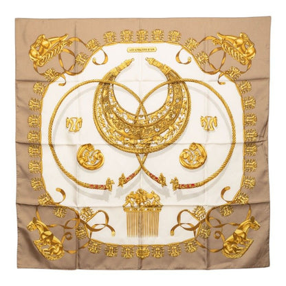 Hermes Carre 90 les Cavaliers D'or Yellow Gold Knight Scarf Large Beige Multi