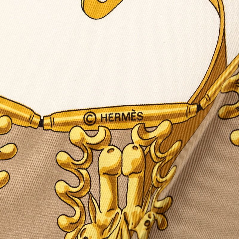 Hermes Carre 90 les Cavaliers D'or Yellow Gold Knight Scarf Large Beige Multi — view 8