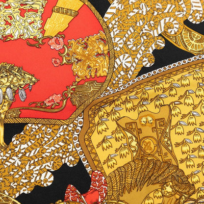 Hermes Carre 45 Art Des Steppes Scarf Black Multi Color Silk — view 4