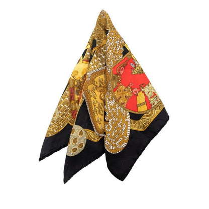 Hermes Carre 45 Art Des Steppes Scarf Black Multi Color Silk — view 2