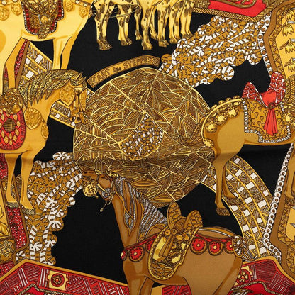 Hermes Carre 45 Art Des Steppes Scarf Black Multi Color Silk — view 5