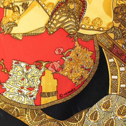 Hermes Carre 45 Art Des Steppes Scarf Black Multi Color Silk — view 6