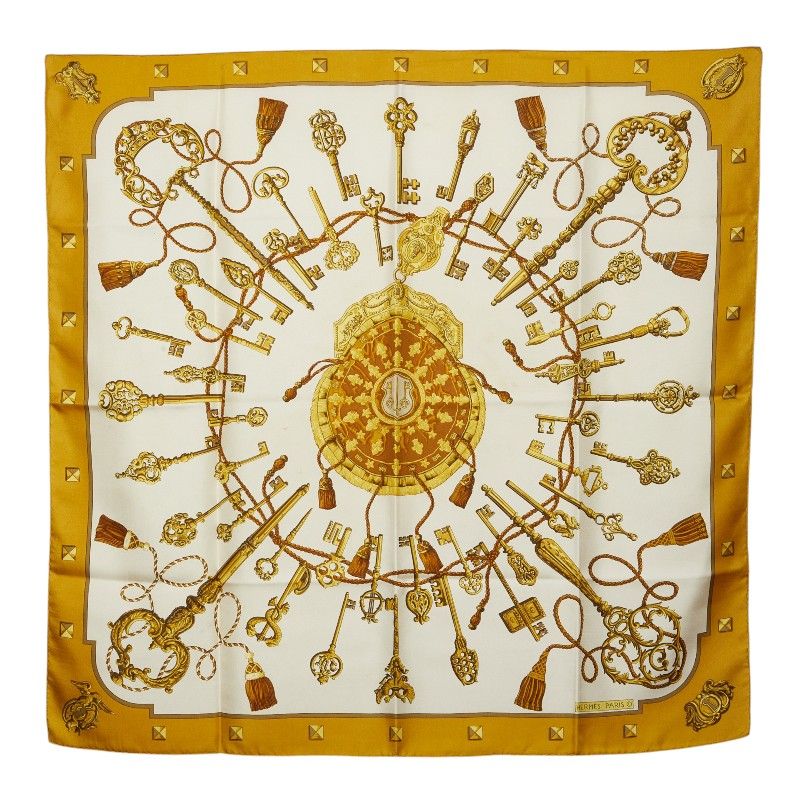 Hermes Carre 90 les Cles the Keys Key Scarf Yellow Multi Color