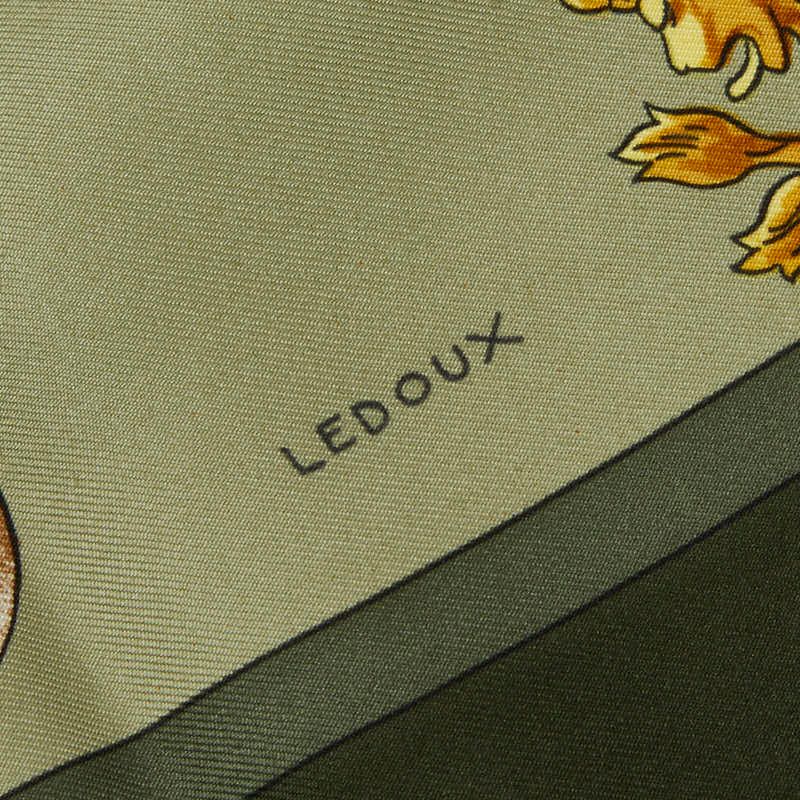 Hermes Carre 90 Harnais de Cour Royal Horse Gear Scarf Khaki Green Multi Color — view 5