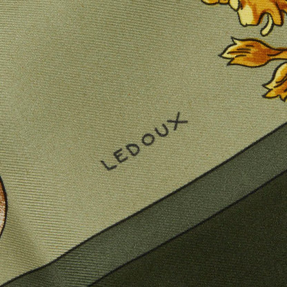 Hermes Carre 90 Harnais de Cour Royal Horse Gear Scarf Khaki Green Multi Color — view 5