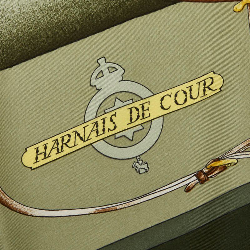 Hermes Carre 90 Harnais de Cour Royal Horse Gear Scarf Khaki Green Multi Color — view 2