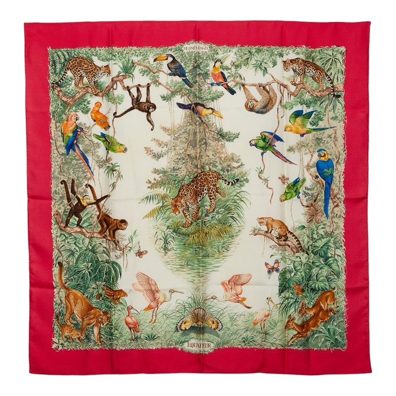 Hermes Carre 90 Equateur Red Road Scarf Multi Color